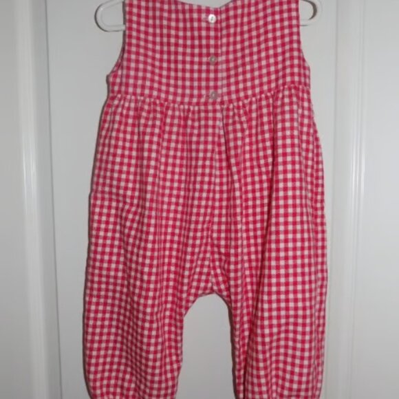 FUNTASIA TOO Boutique Red Plaid Flannel Romper 12-18M Candy Cane One piece Xmas - Picture 2 of 2